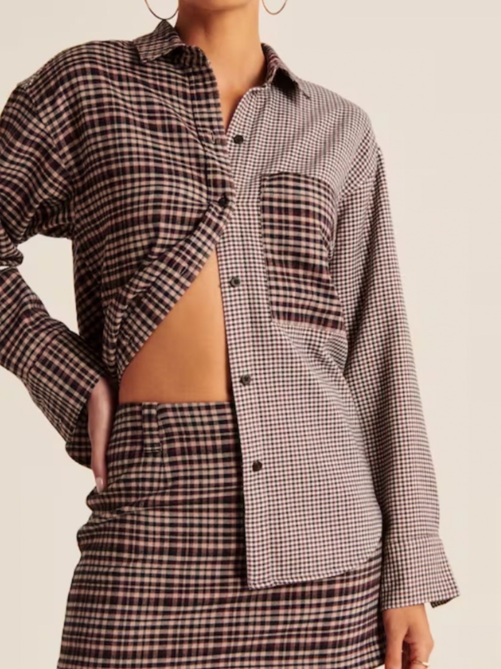 Abercrombie & Fitch Button-Up Shirt long sleeve Women’s XS Oversized Plaid